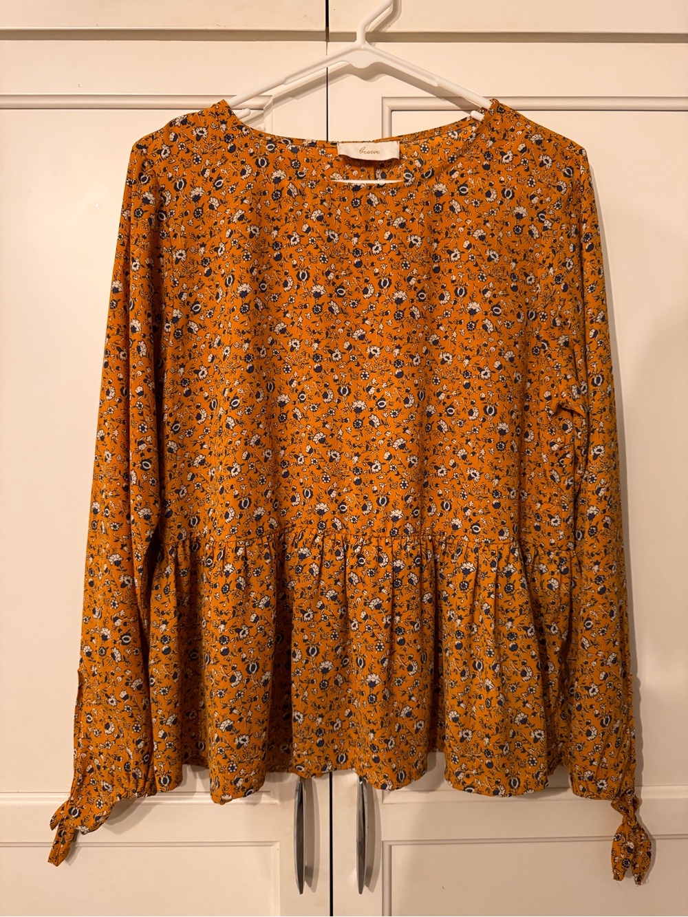 Braeve Floral Peplum Blouse - Mustard Yellow
